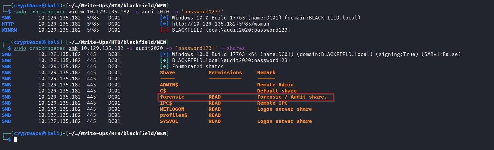 Blackfield - HackTheBox Walkthrough | Crypt0ace